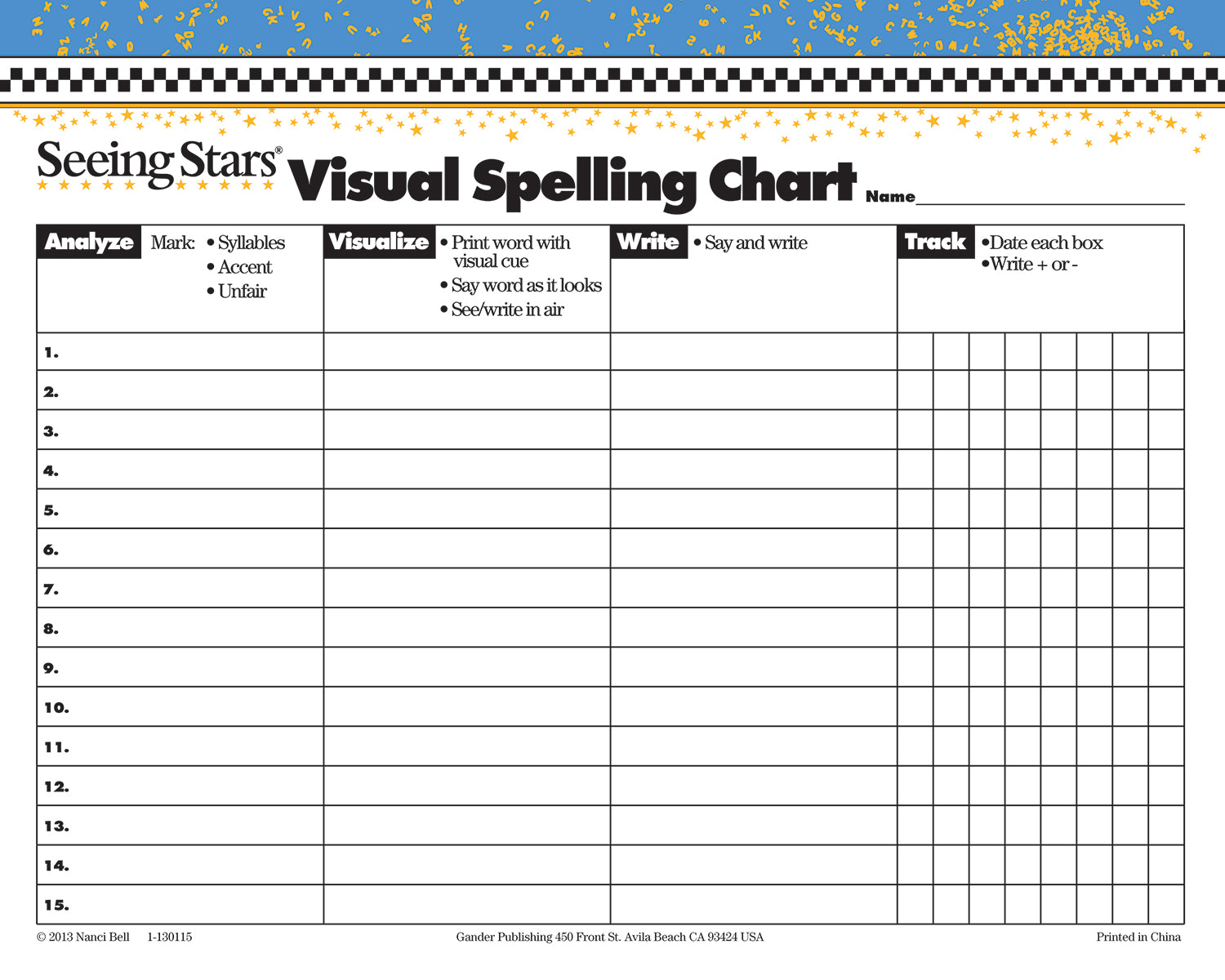 Seeing Stars® Visual Spelling Charts