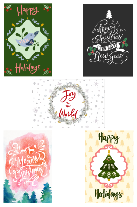 A Collage of different holiday cards