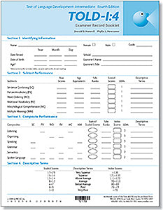 TOLD I:4 Examiner's Record Booklets (25) - - Gander Publishing - 