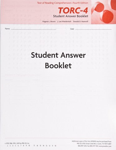 TORC-4 Student Answer Booklet (50)