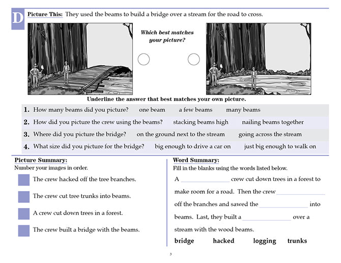 V/V® Comprehension Workbooks - Grade 2 Sample Page