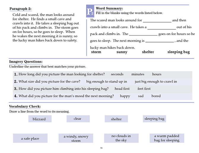 V/V® Comprehension Workbooks - Grade 2 Sample Page