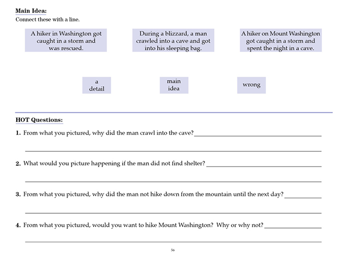 V/V® Comprehension Workbooks - Grade 2 Sample Page