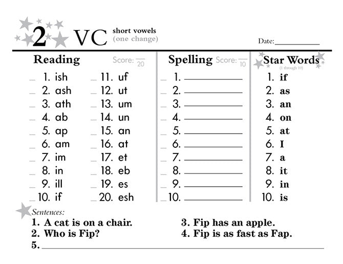 Seeing Stars® Decoding Workbooks Sample Page