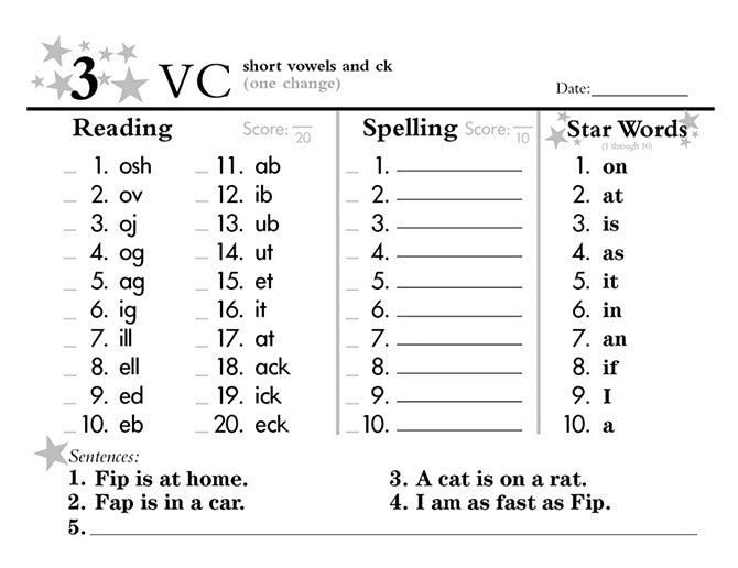 Seeing Stars® Decoding Workbooks Sample Page