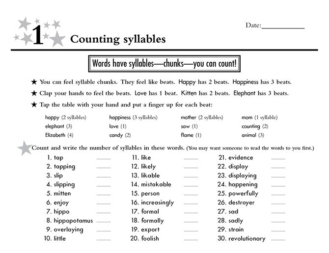 Seeing Stars® Decoding Workbooks Sample Page