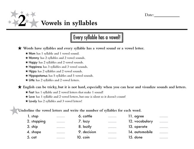 Seeing Stars® Decoding Workbooks Sample Page